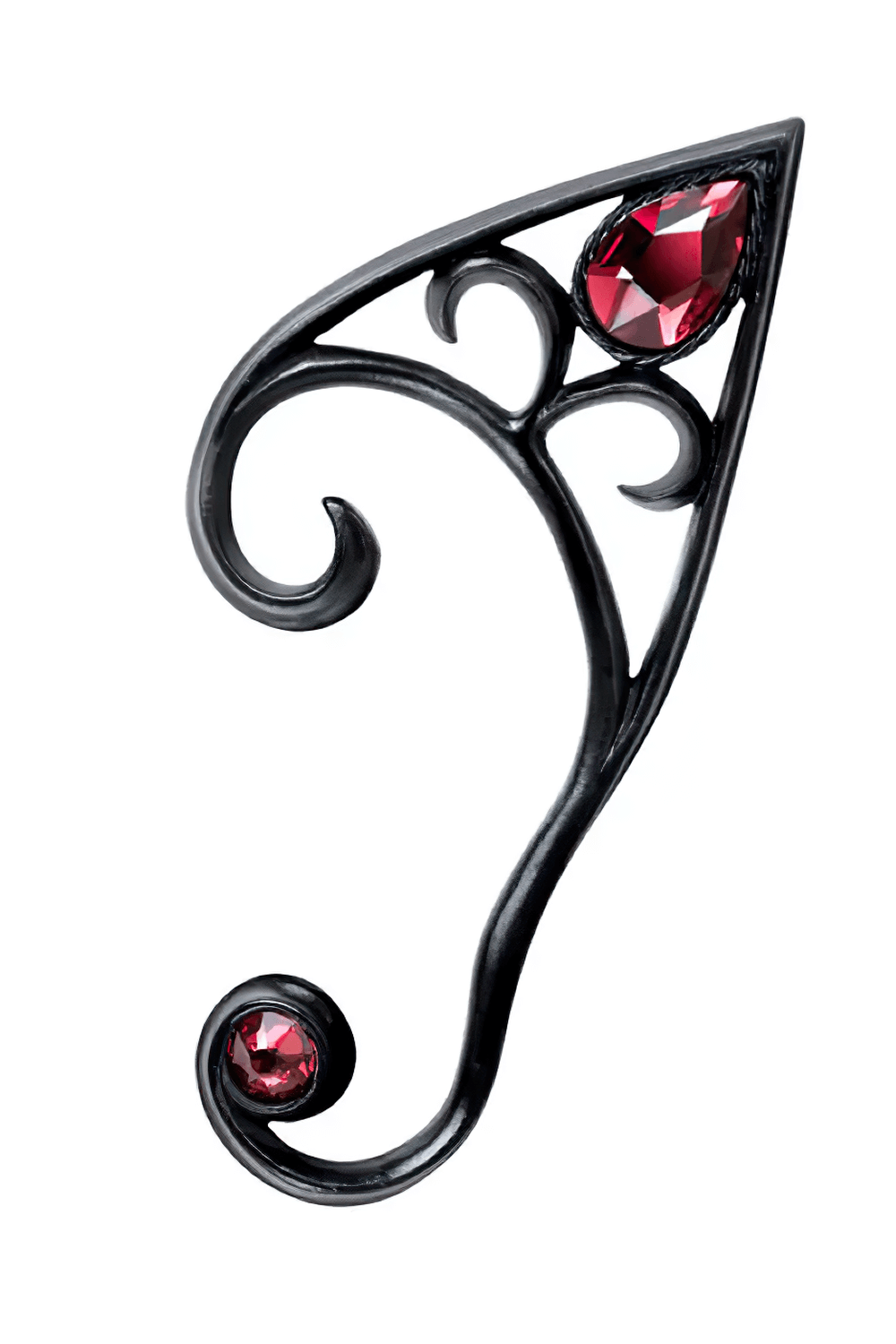 Elvyn Pewter Earwrap with Red Crystals - Gothic Ear Jewelry