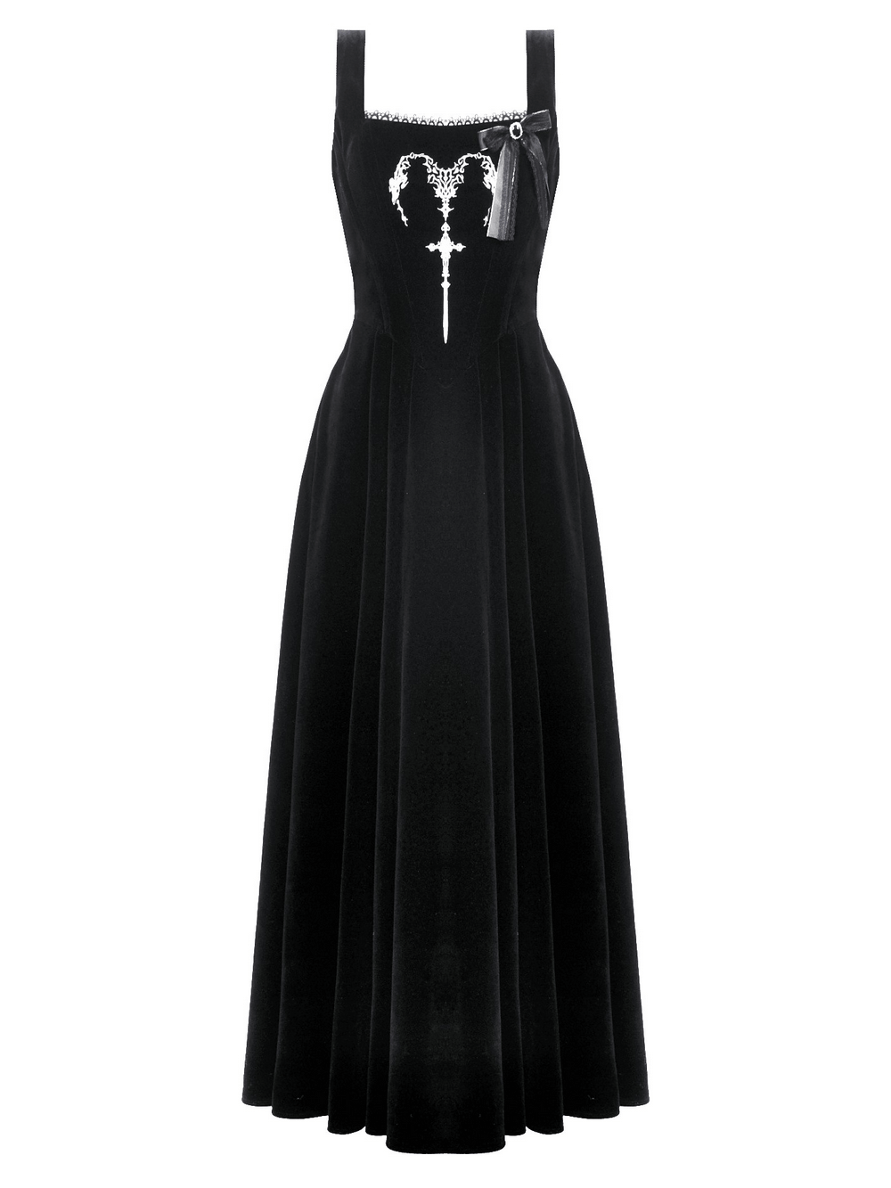 Enchanting Black Long Dress with Lace-Up Back