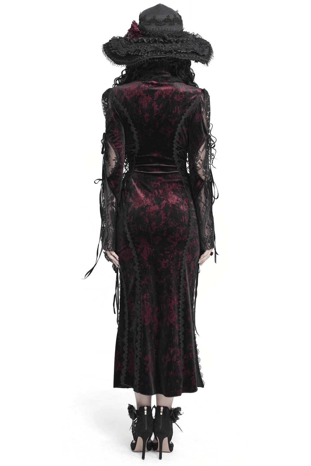 Exquisite Lace Maxi Dress with Corset Lacing and Side Slit
