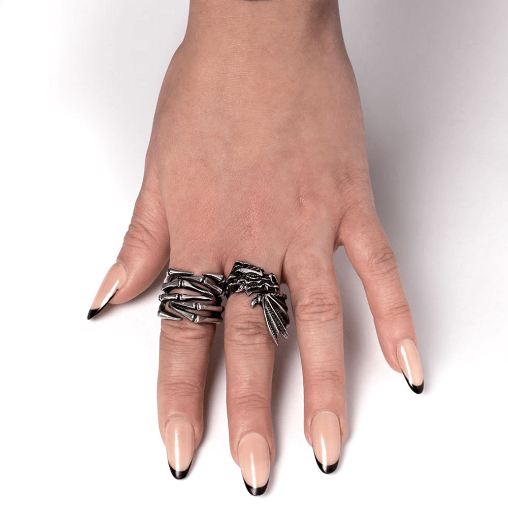 Fantasy-Inspired The Awakening Dragon Ring of Pewter Design