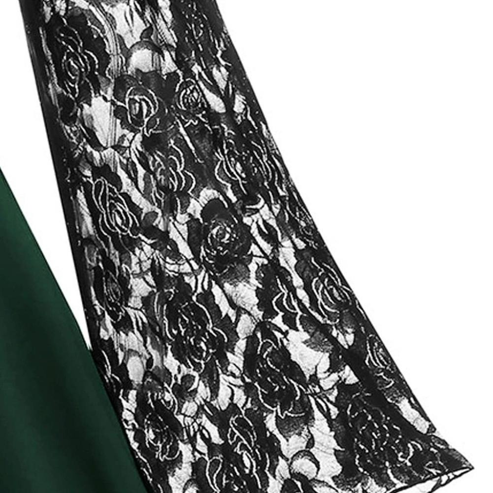 Gothic Women's Lace Patchwork Dresses With Flare Sleeve