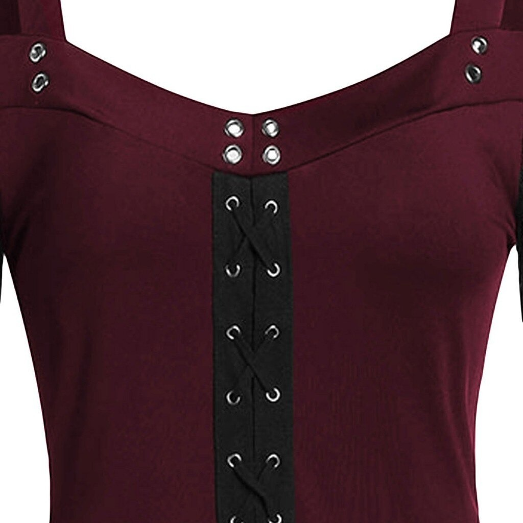 Gothic Women's Lace Patchwork Dresses With Flare Sleeve