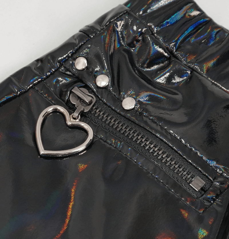 US SALE of Fashion Slim Pu Leather Pants For Women / Zipper Wetlook Pants