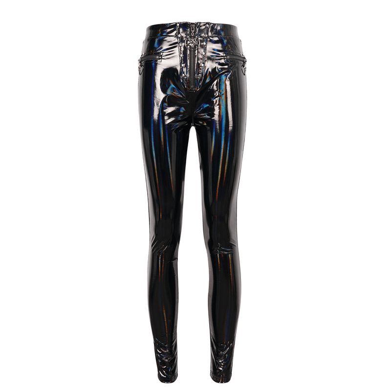 US SALE of Fashion Slim Pu Leather Pants For Women / Zipper Wetlook Pants
