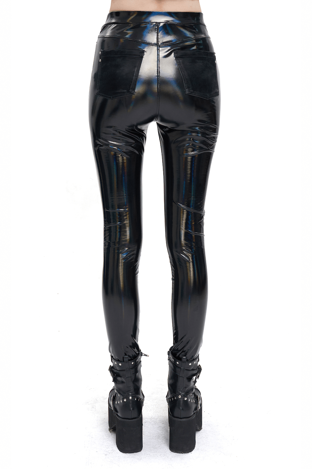 US SALE of Fashion Slim Pu Leather Pants For Women / Zipper Wetlook Pants