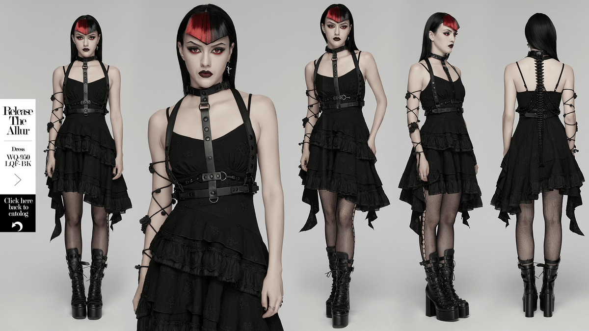 Faux Leather Cyberpunk Skeleton Harness with Chains