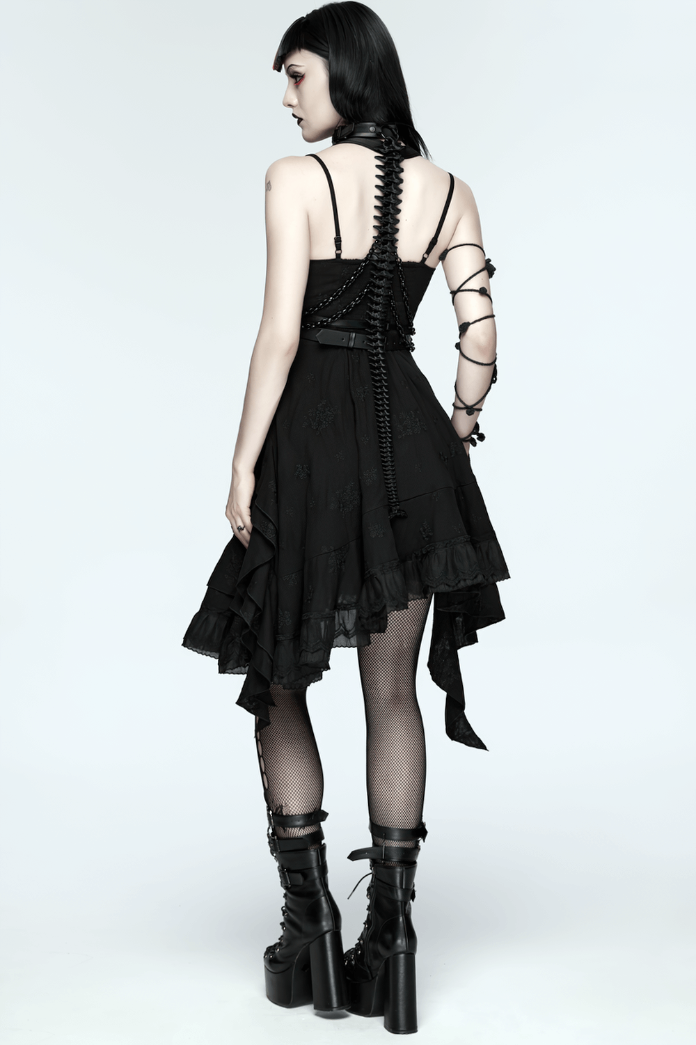 Faux Leather Cyberpunk Skeleton Harness with Chains