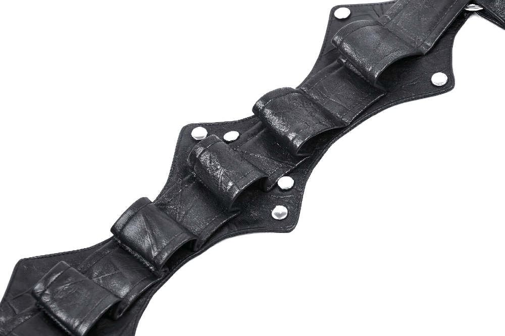 Faux Leather Gothic Neck Harness with Rivet Detail