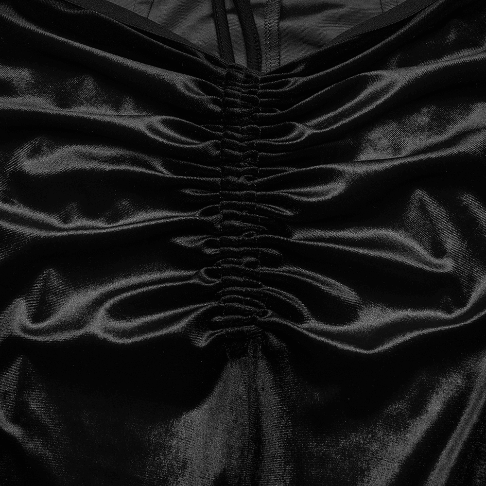 Female Goth Velvet Flared Pants with Waist Strap