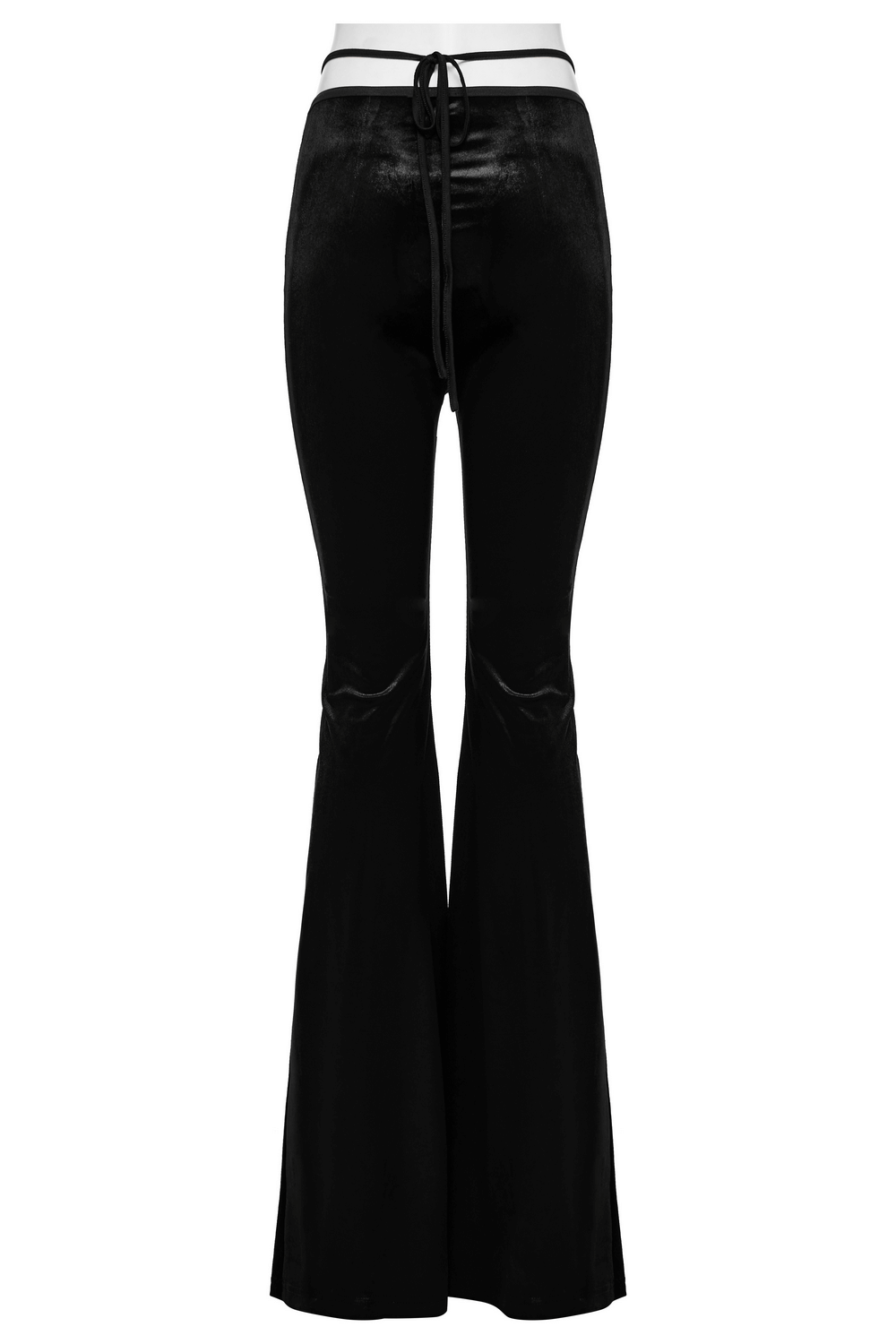 Female Goth Velvet Flared Pants with Waist Strap