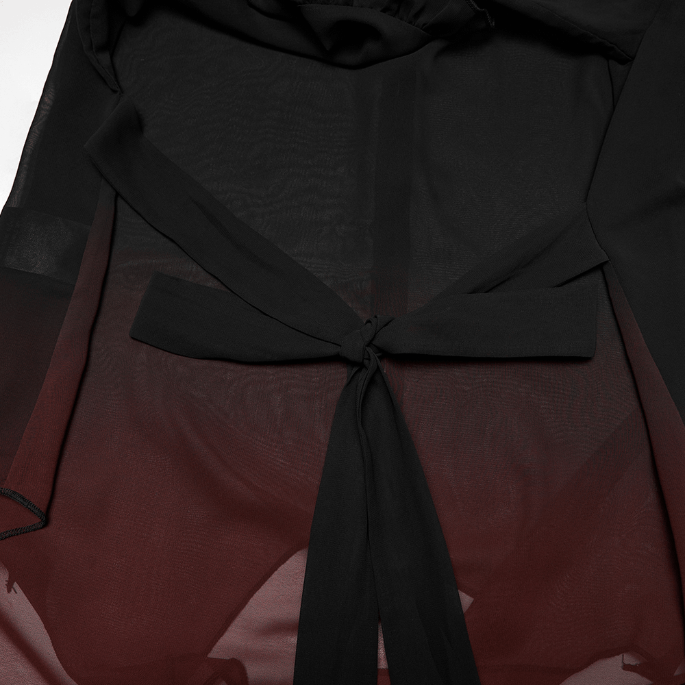 Female Gothic Gradient Chiffon Tie Waist Cover Up