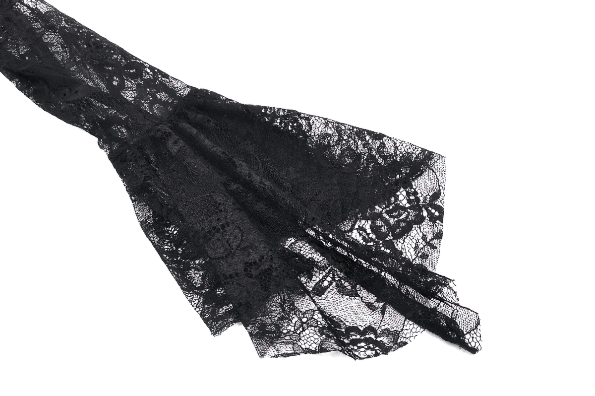 Female Gothic Lace Overlay Maxi Dress with Sleeves
