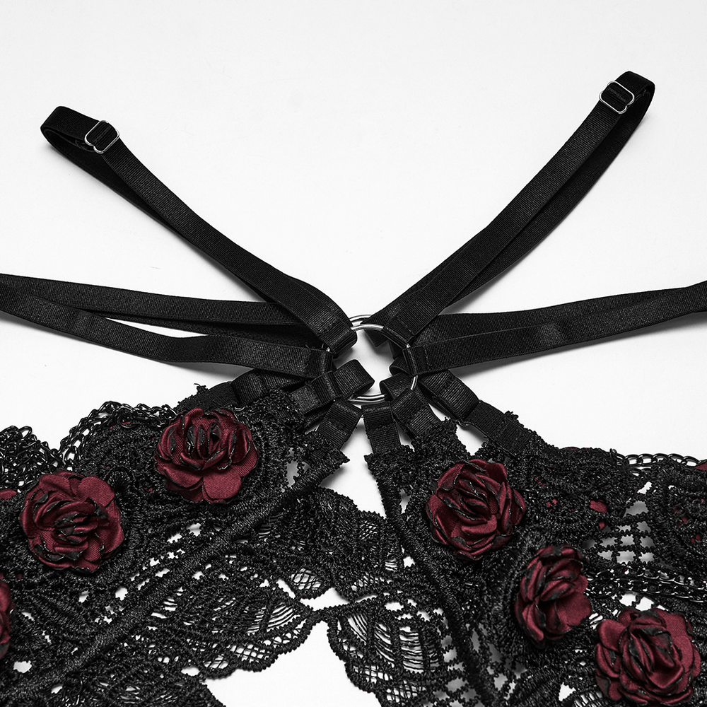Female Gothic Lace Rose Hip Chain Harness Accessory