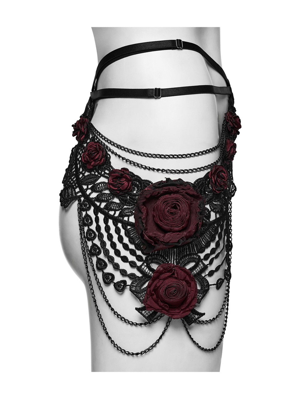 Female Gothic Lace Rose Hip Chain Harness Accessory