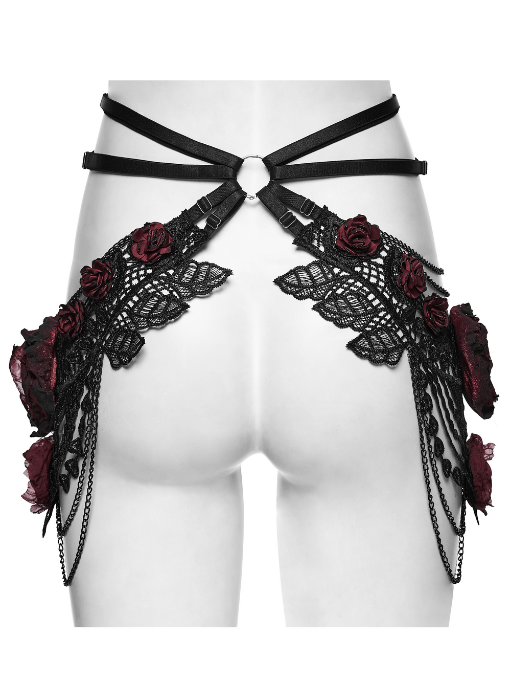 Female Gothic Lace Rose Hip Chain Harness Accessory