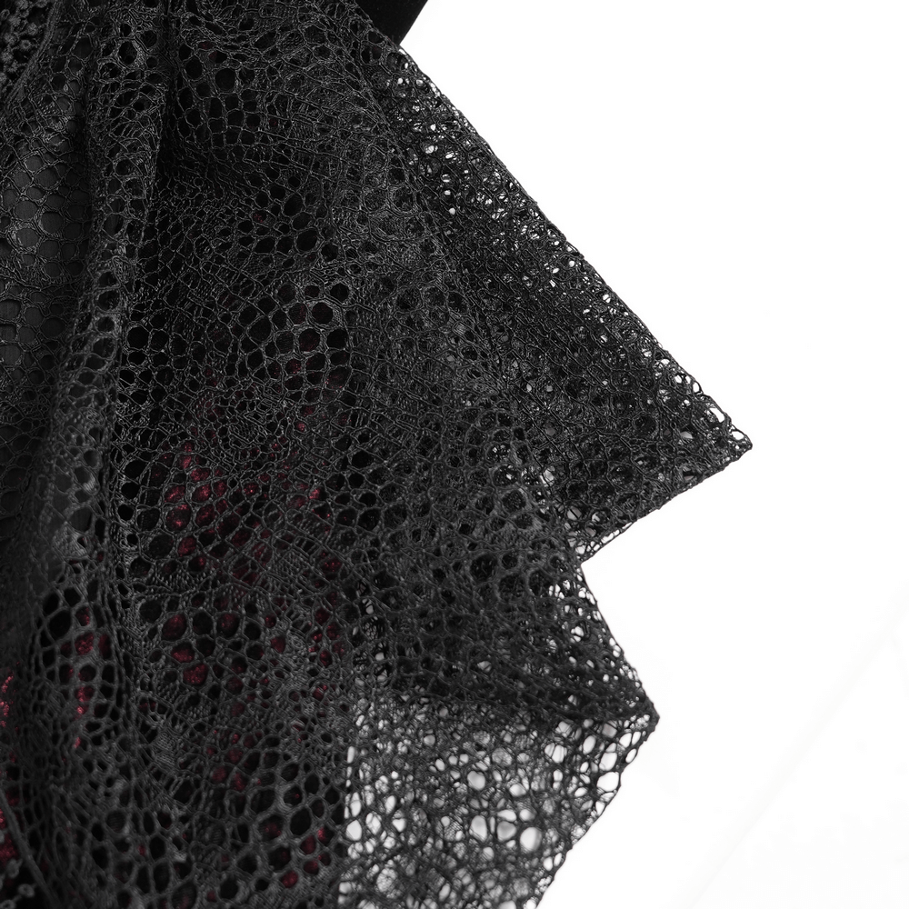 Female Gothic Lace-Up Dress with Ruffled Tulle Layers