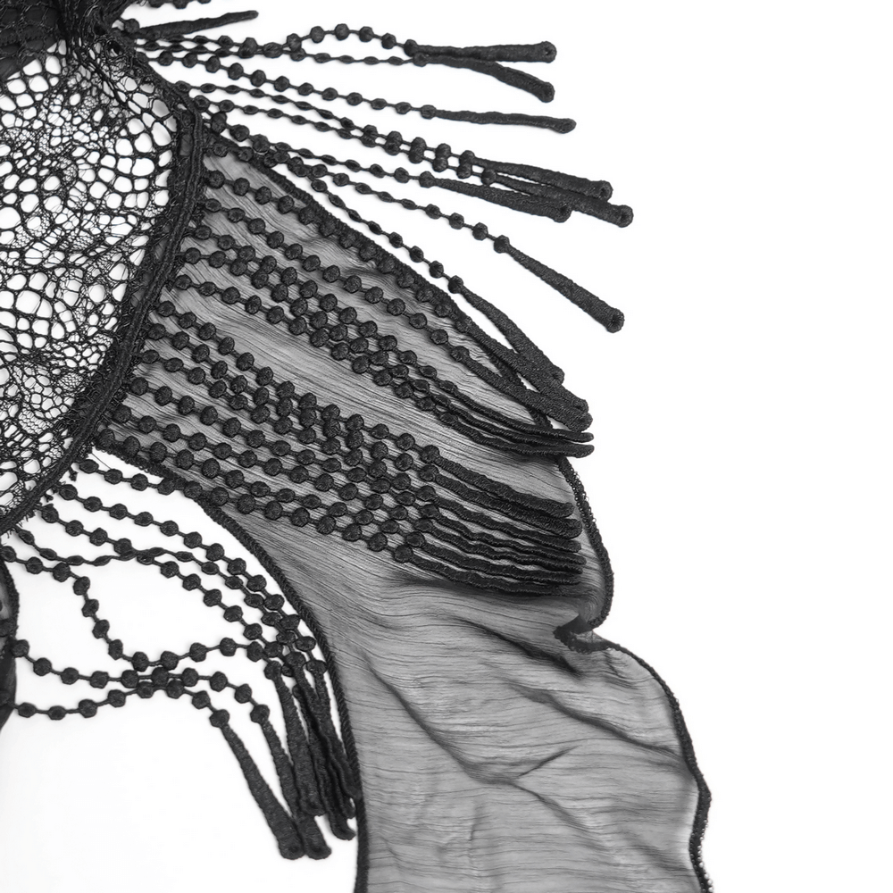 Female Gothic Lace-Up Dress with Ruffled Tulle Layers