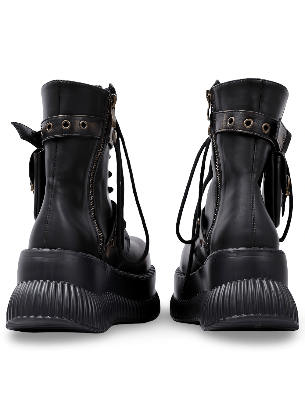 Female Gothic Platform Combat Boots With Buckle Straps