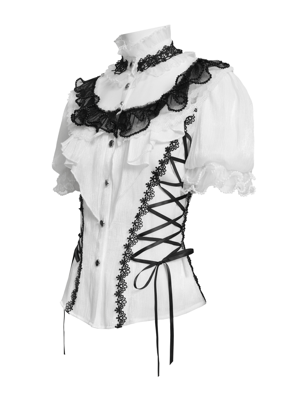 Female Victorian Blouse with Black Lace-Up Corset Back