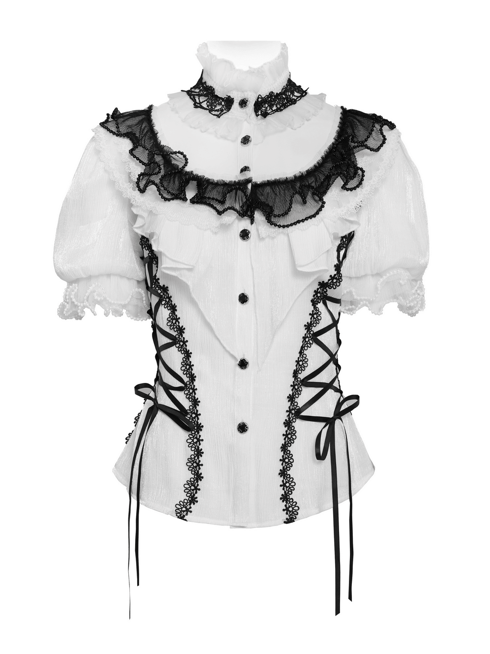 Female Victorian Blouse with Black Lace-Up Corset Back