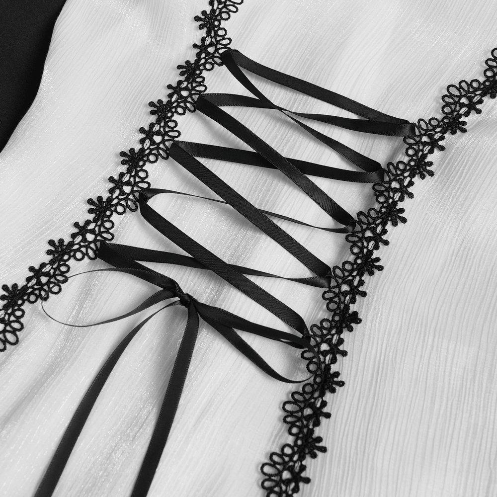 Female Victorian Blouse with Black Lace-Up Corset Back