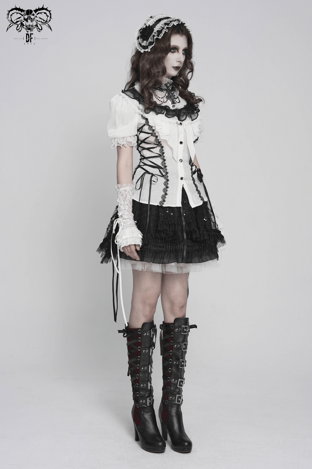 Female Victorian Blouse with Black Lace-Up Corset Back