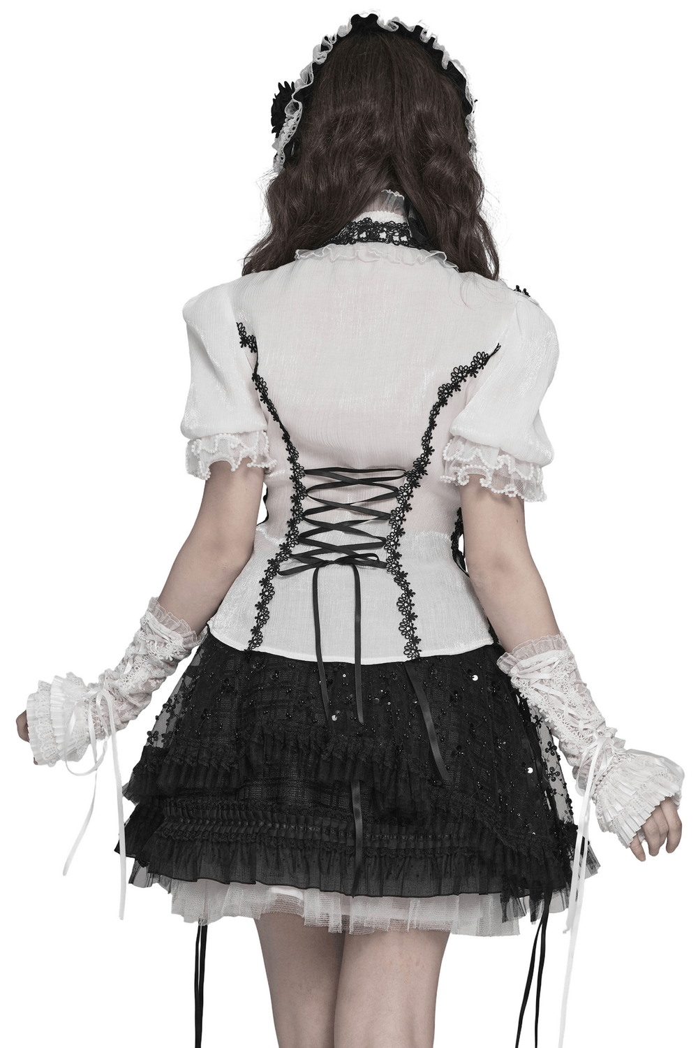 Female Victorian Blouse with Black Lace-Up Corset Back