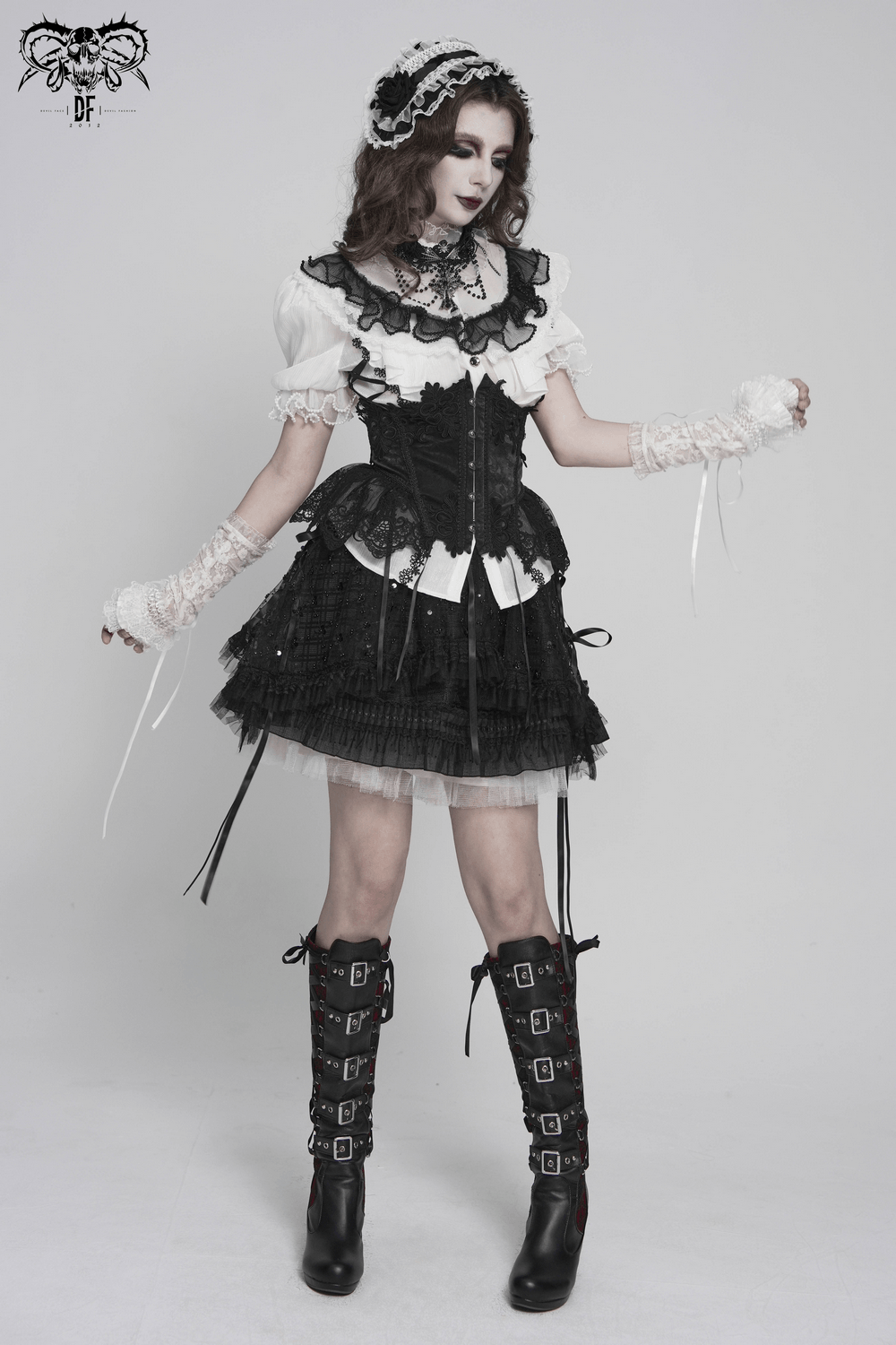 Female Victorian Blouse with Black Lace-Up Corset Back