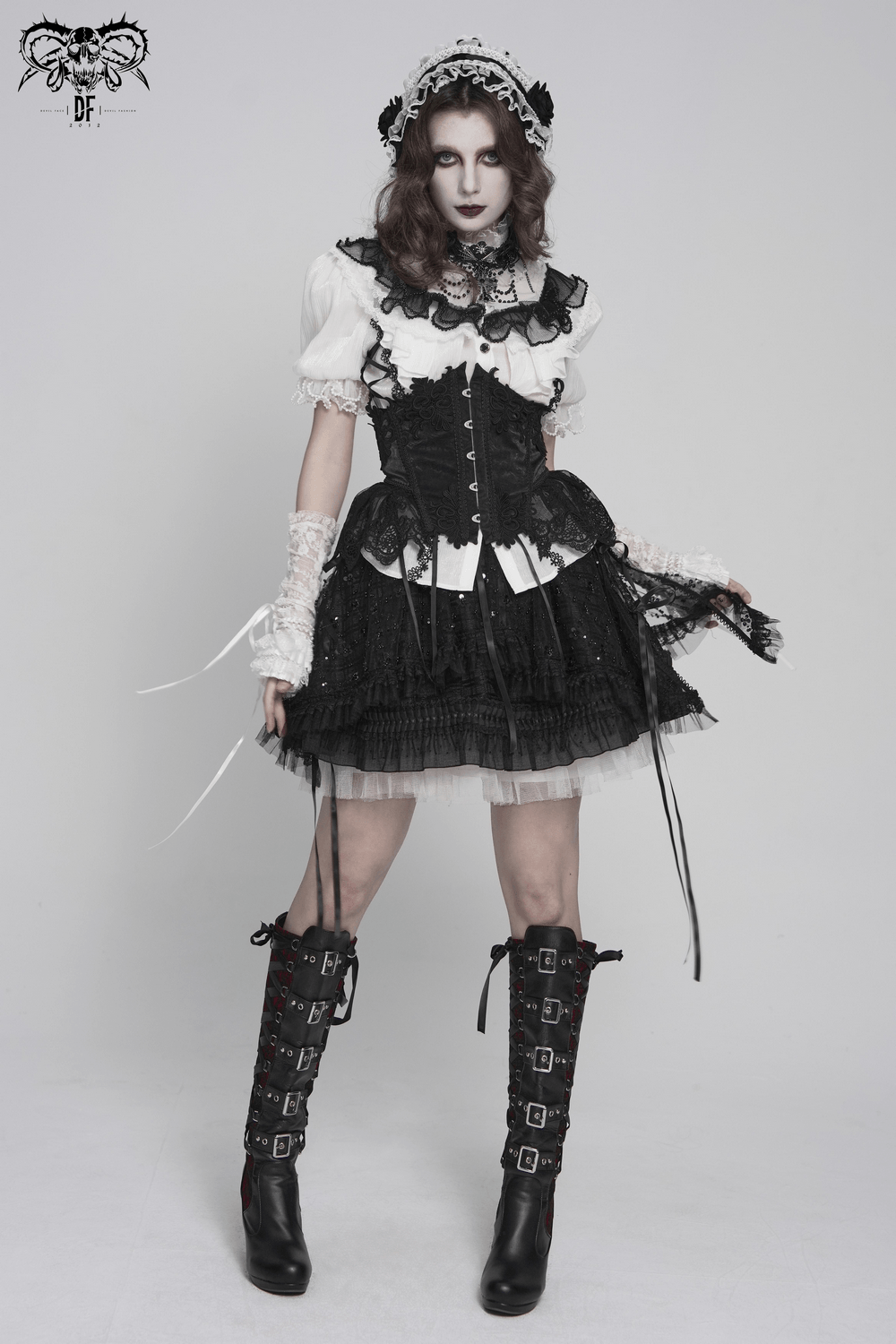 Female Victorian Blouse with Black Lace-Up Corset Back