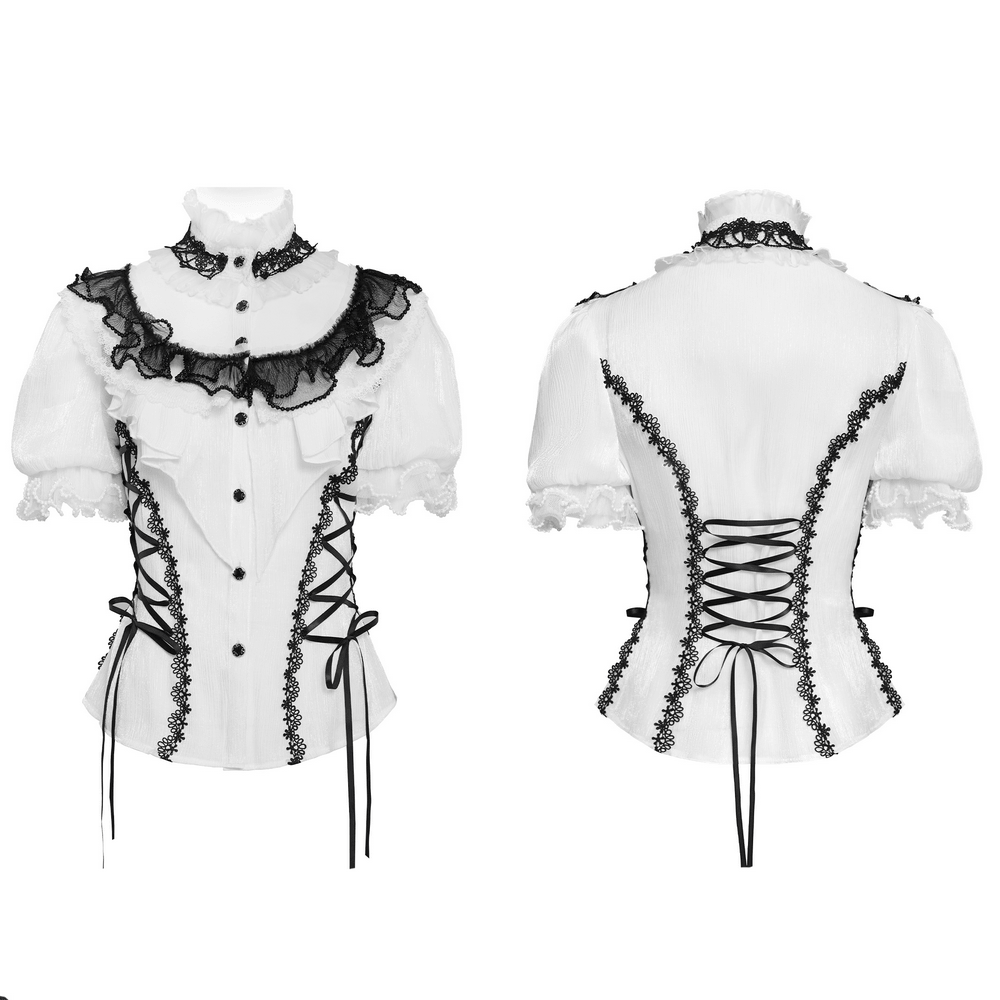 Female Victorian Blouse with Black Lace-Up Corset Back