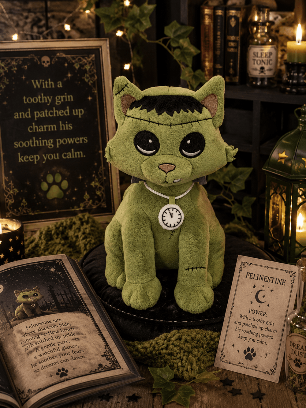 Frankenstein Cat Stuffed Toy Halloween Night Guardian