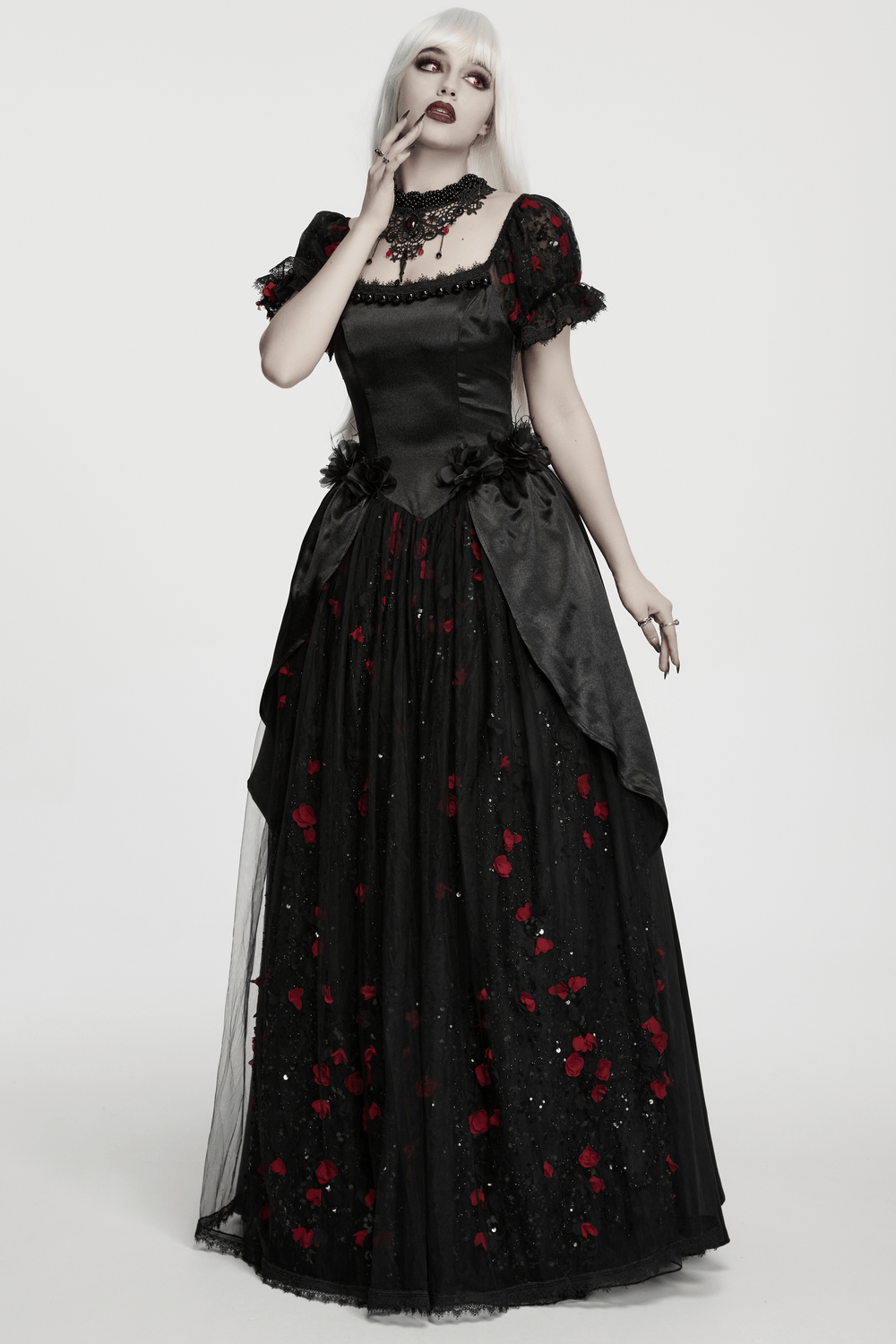 Gorgeous Rose Dress with Victorian Lace and Floral Details