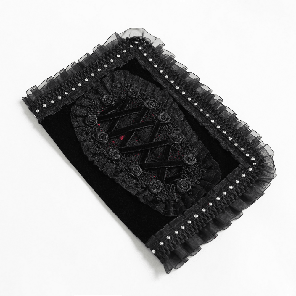 Velvet Notebook Cover with Lace and Corset Detail
