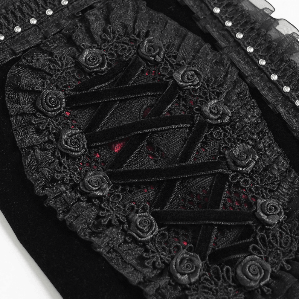 Velvet Notebook Cover with Lace and Corset Detail