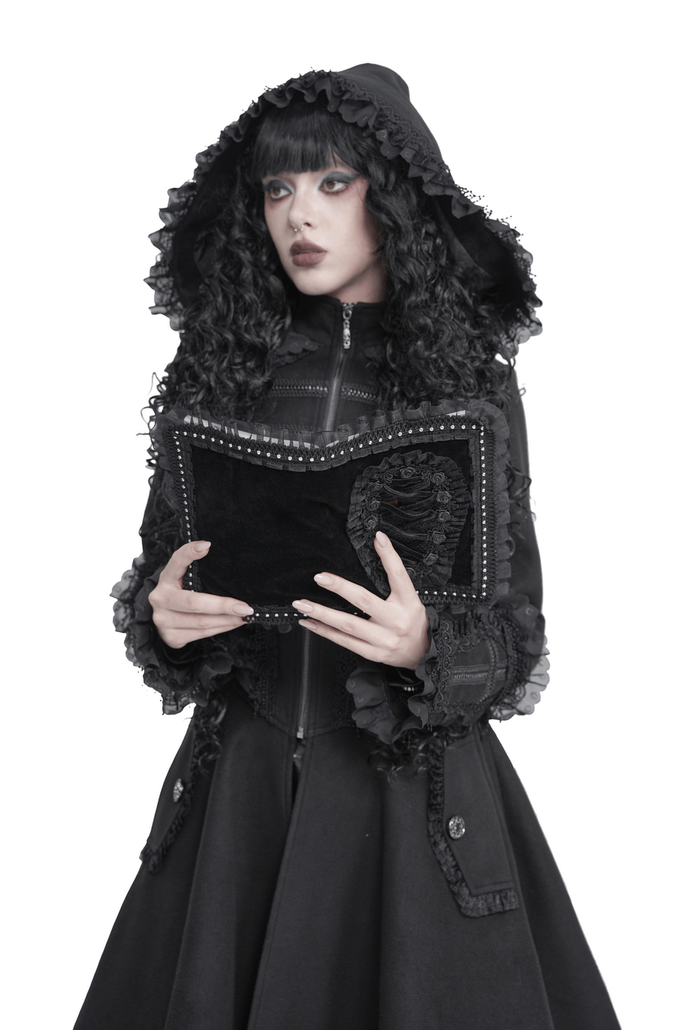 Velvet Notebook Cover with Lace and Corset Detail
