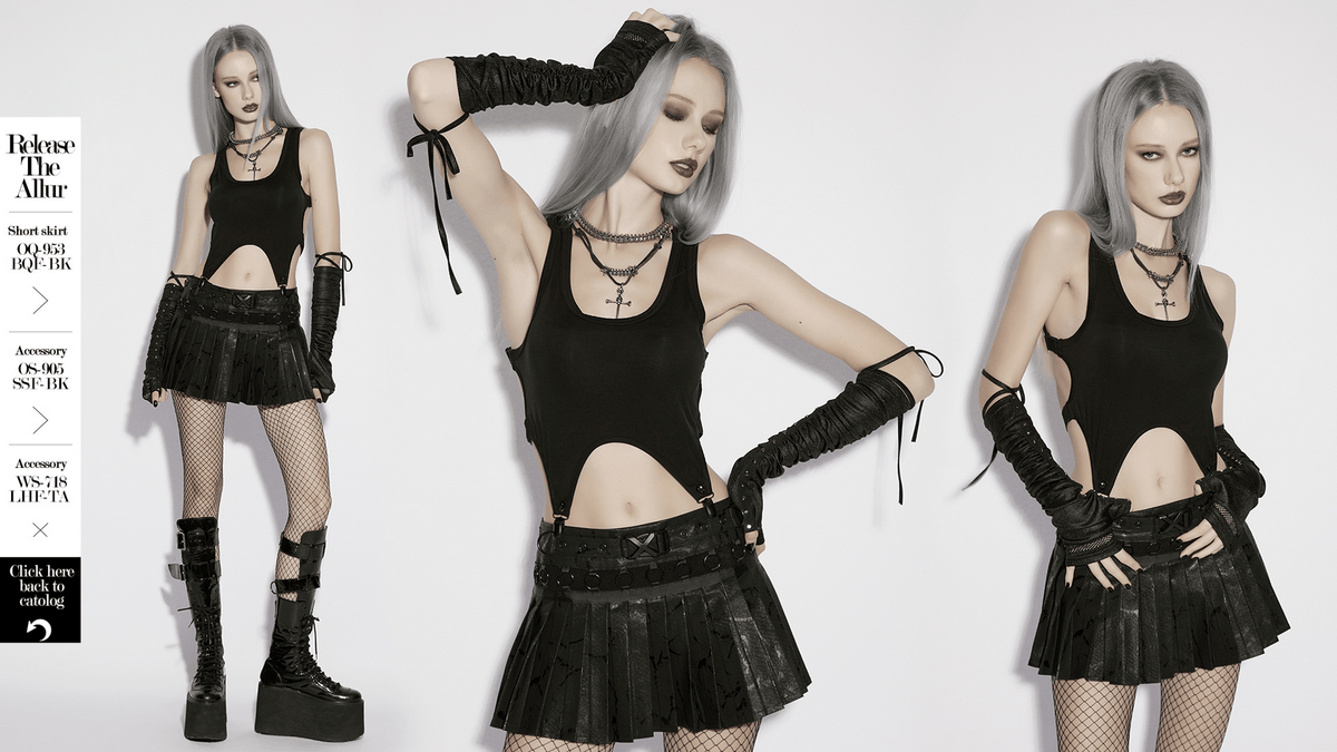 Goth Cutout Clip Hem Tank Top with Adjustable Back