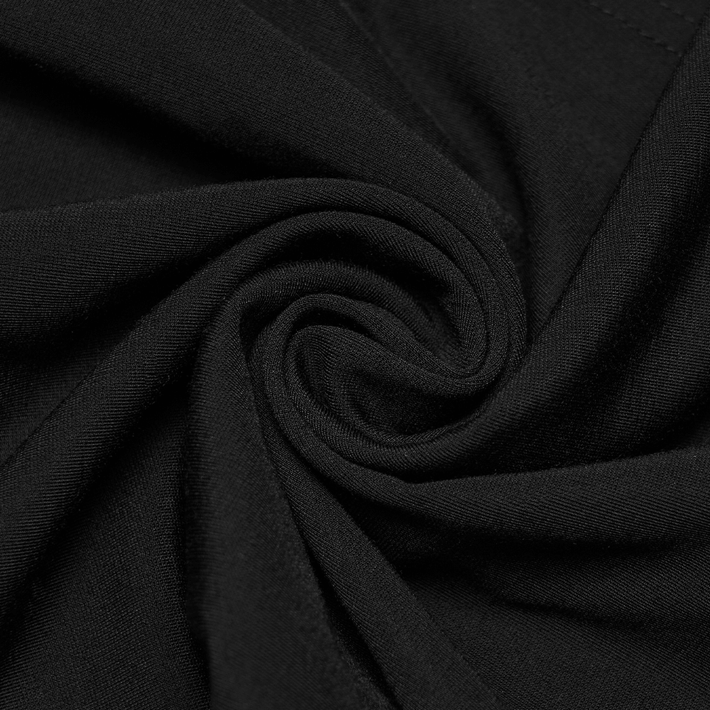 Goth Dark Top with Punk Hood and Hooked Chest Details