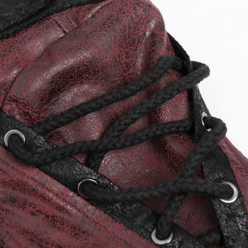 Goth Hooded Long Coat with Buckle Harness Details for Men