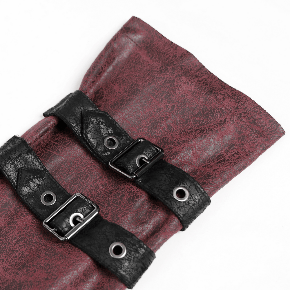 Goth Hooded Long Coat with Buckle Harness Details for Men