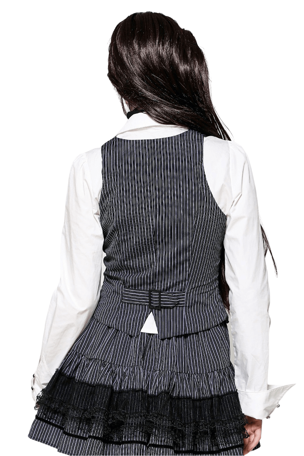 Goth Pinstripe Double-Breasted Vest with Straps