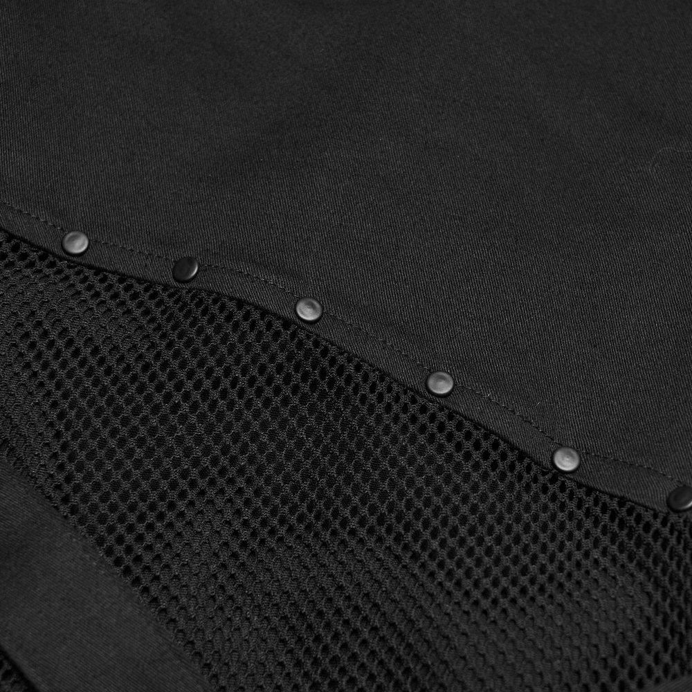 Goth Punk Mesh Flare Pants with Strap Buckle Detail
