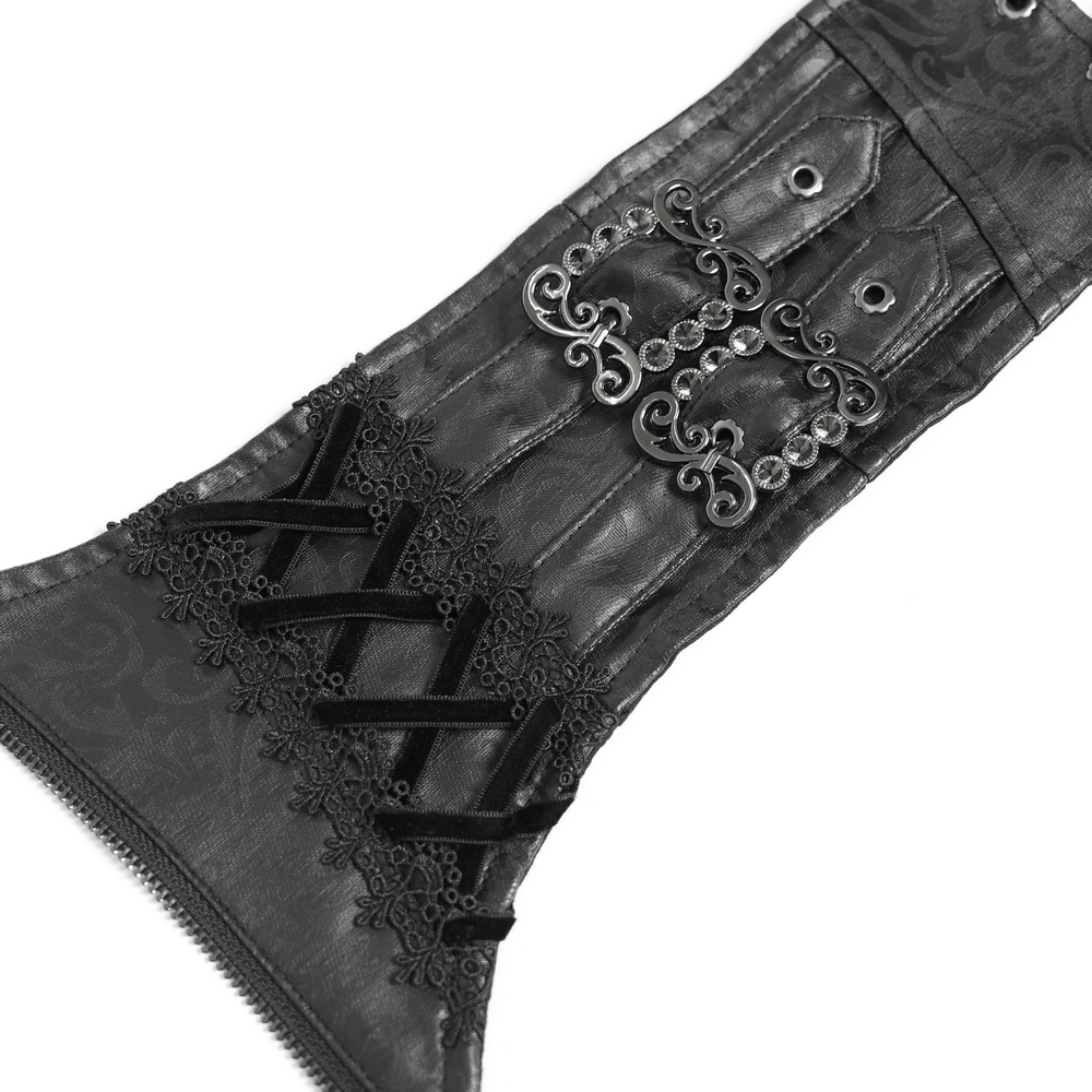 Goth Velvet and Lace Skirt with Ruffle and Rose Detailing