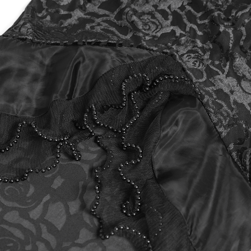 Goth Velvet and Lace Skirt with Ruffle and Rose Detailing