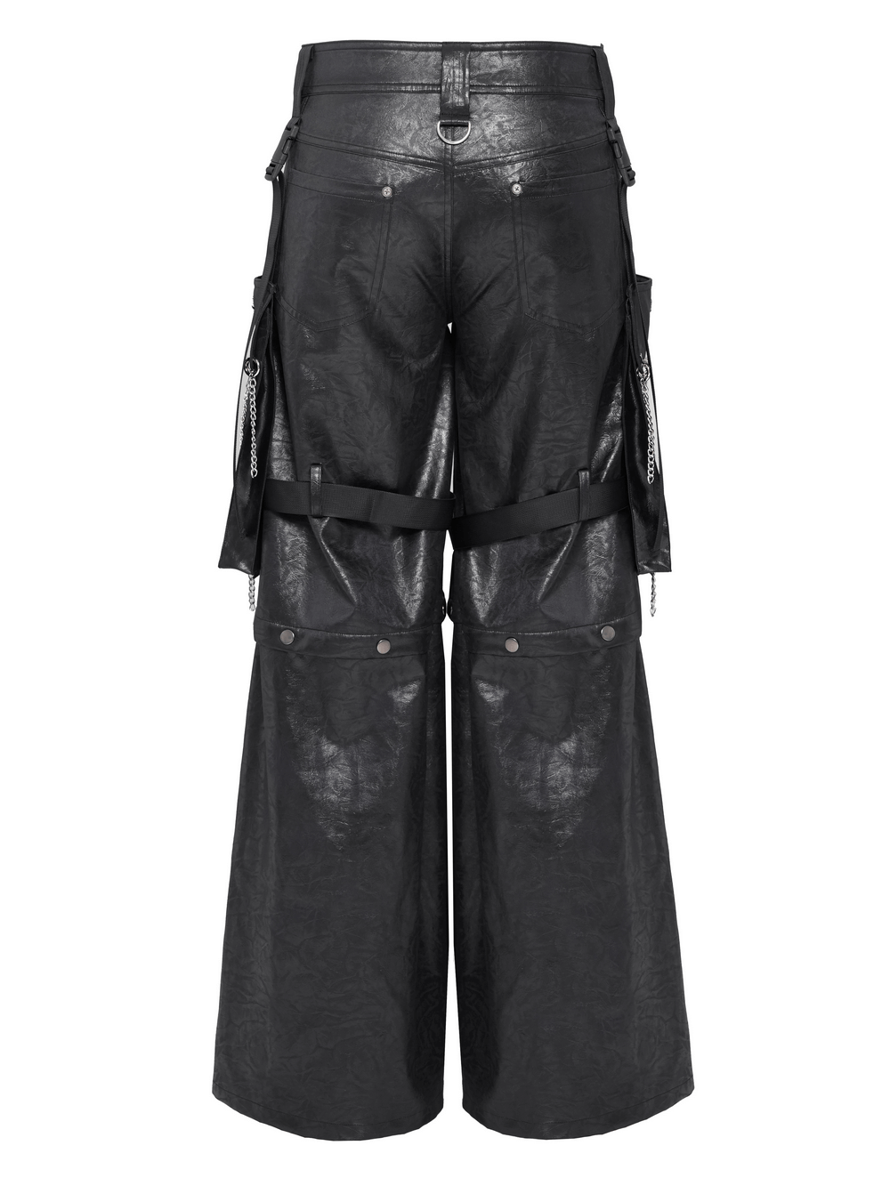 Goth Zip Pants with Detachable Chains and Wide Legs