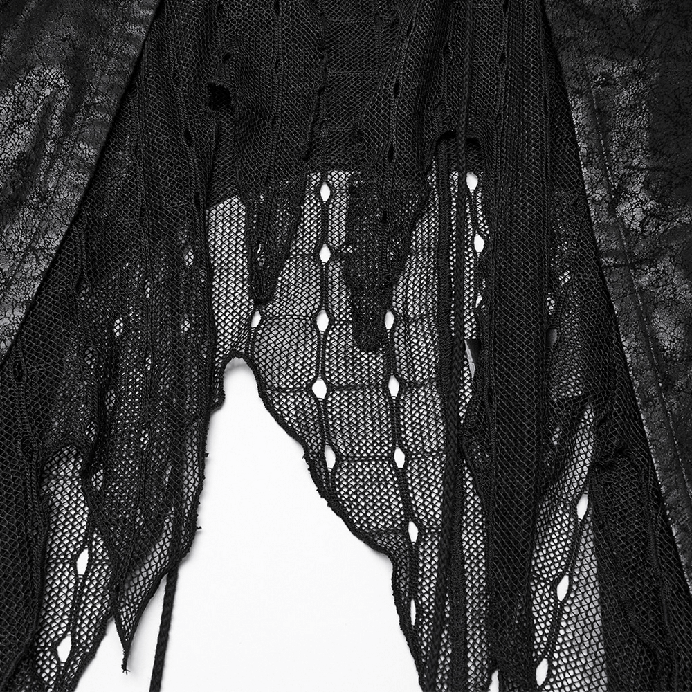 Gothic Alien Asymmetric Cape with Lace-Up Design and Mesh