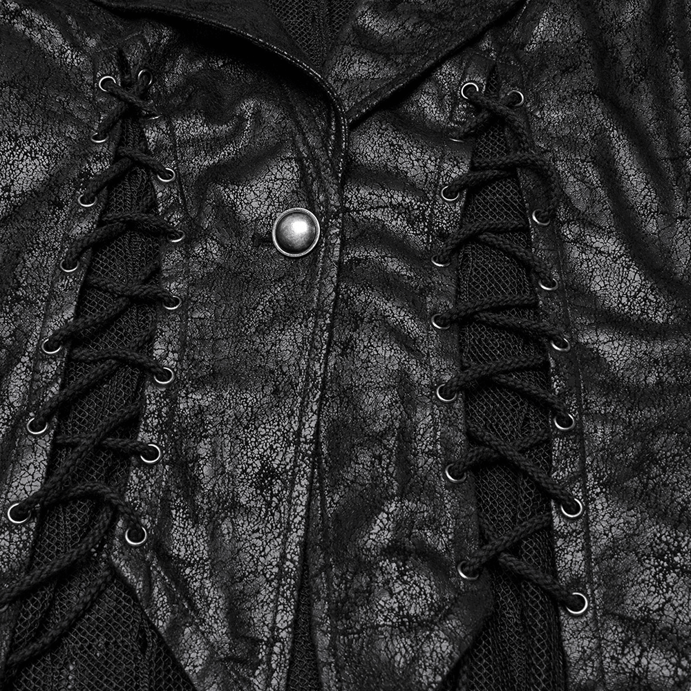 Gothic Alien Asymmetric Cape with Lace-Up Design and Mesh