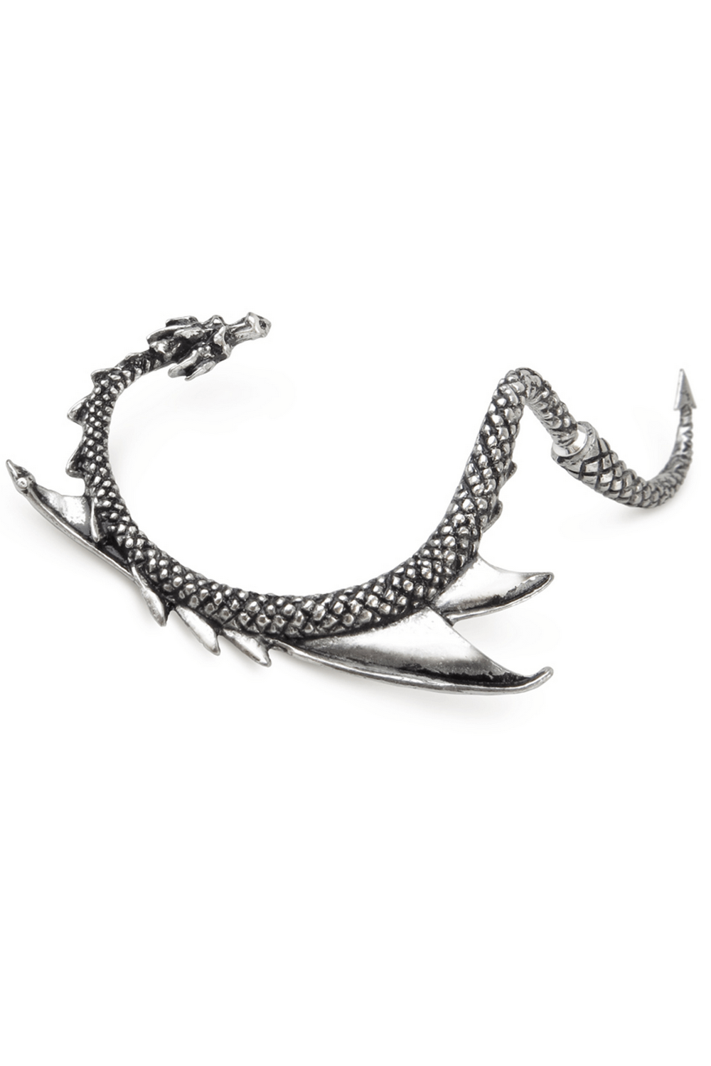 Gothic Antique Silver Dragon Ear Wrap for Right Ear