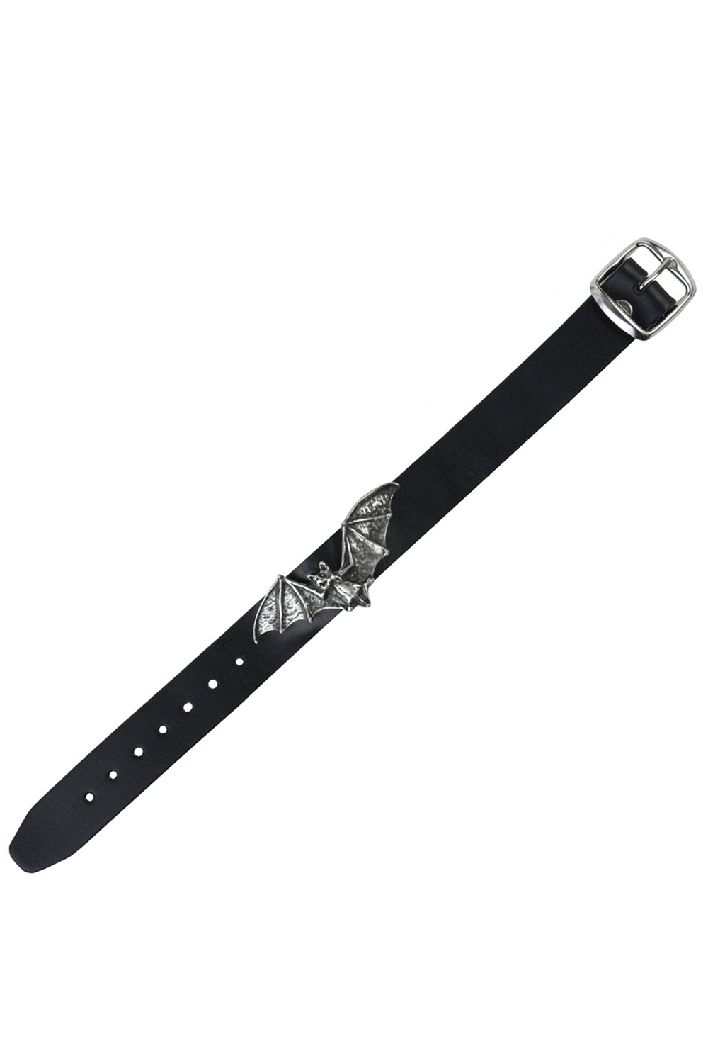 Gothic Bat Leather Wristband with Buckle Strap