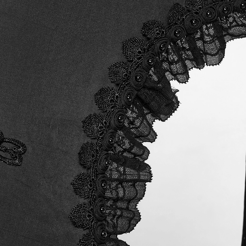 Gothic Bat Wing Parasol with Skull Tassel Details