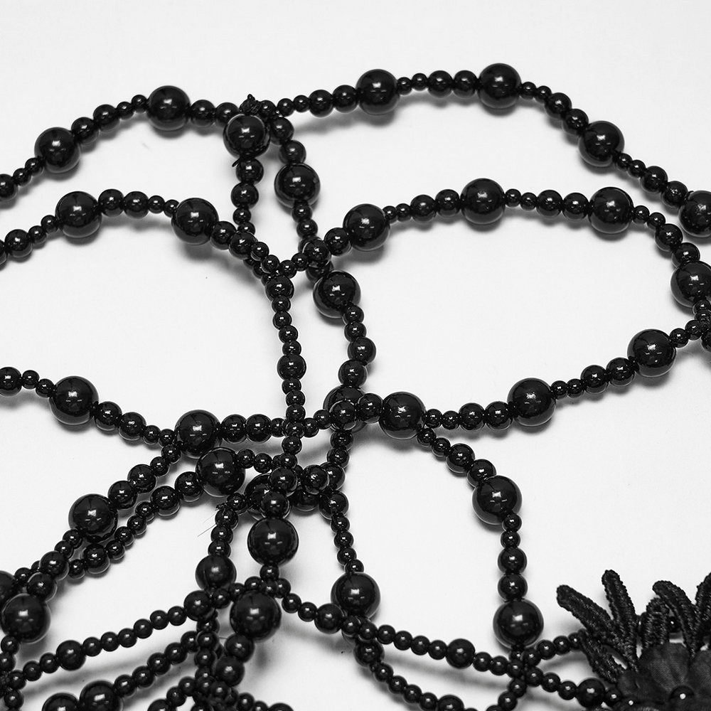 Gothic Beaded Lace Priestess Face Mask Headpiece